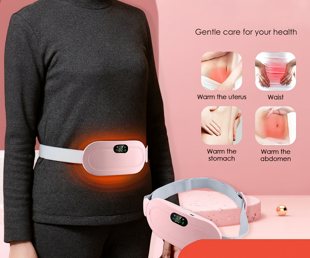 Heated Massage Warm Palace Belt Hot Compression Vibration Belt Abdomen Waist Stomach Warming Pain Relief Heating Massage Device